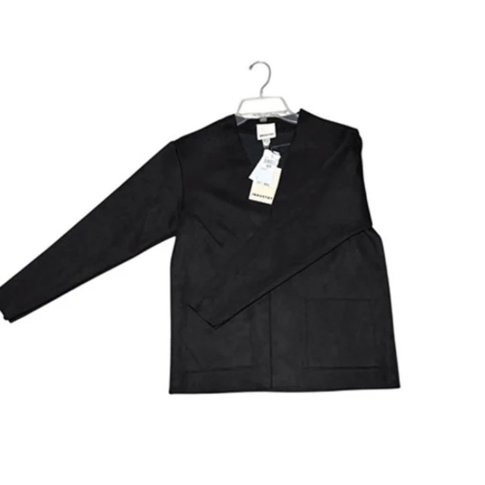 Black Blazer Industry Womens Black Faux Leather Open Front nwt - Picture 5 of 16